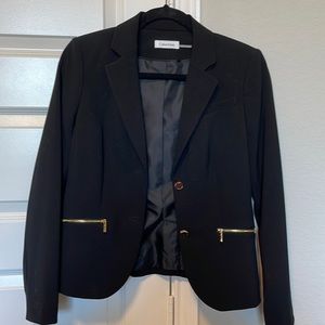 Calvin Klein black blazer with gold zippers and buttons. Never been worn sz 8